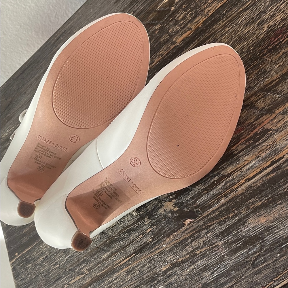 Chase and Chloe comfort, Chic White Mary Jane Heels - Picture 5 of 7